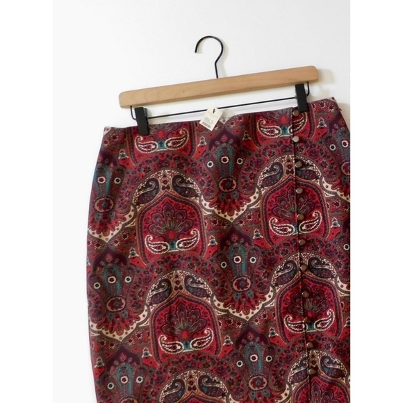 NWT!! TALBOTS Opulent Paisley Side Button Faux Wrap Skirt Academia 14P 14 Petite - Picture 4 of 14